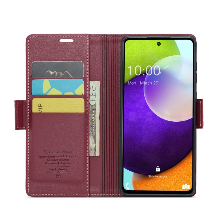 For Samsung Galaxy A52/A52s 5G CaseMe 023 Butterfly Buckle Litchi Texture RFID Anti-theft Leather Phone Case(Wine Red) - free shipping - PMC TechLife - Order now!