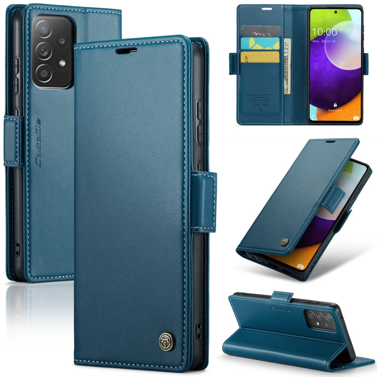 For Samsung Galaxy A52/A52s 5G CaseMe 023 Butterfly Buckle Litchi Texture RFID Anti-theft Leather Phone Case(Blue) - free shipping - PMC TechLife - Order now!
