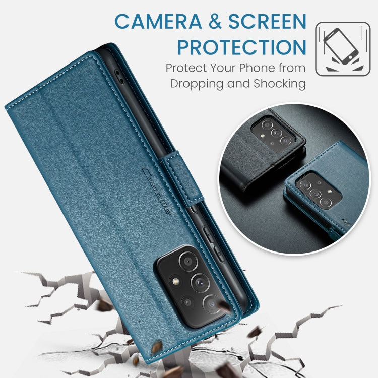 For Samsung Galaxy A52/A52s 5G CaseMe 023 Butterfly Buckle Litchi Texture RFID Anti-theft Leather Phone Case(Blue) - free shipping - PMC TechLife - Order now!