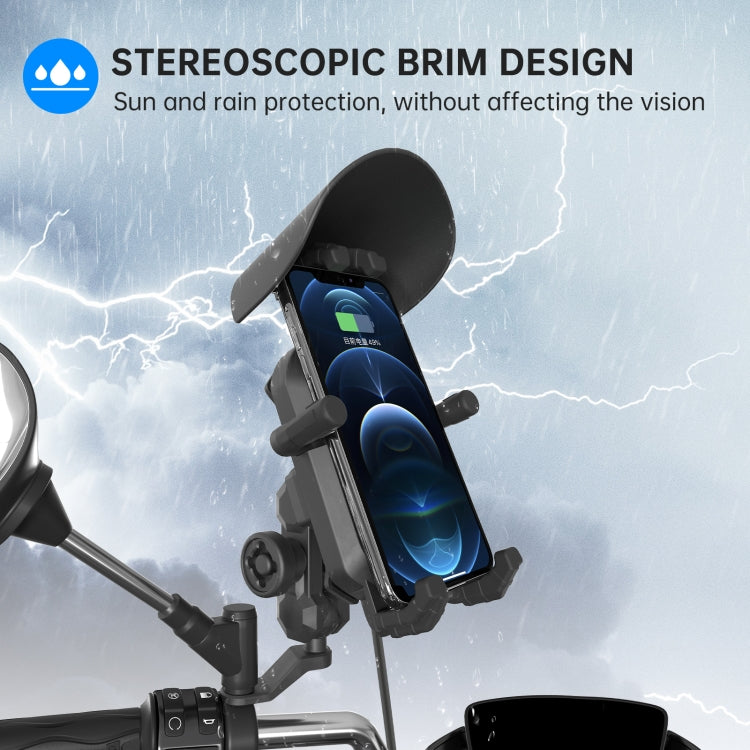 WUPP CS-1848B1 15W Motorcycle Wireless Fast Charging Phone Navigation Holder, Style:Rearview Mirror Type - free shipping - PMC TechLife - Order now!