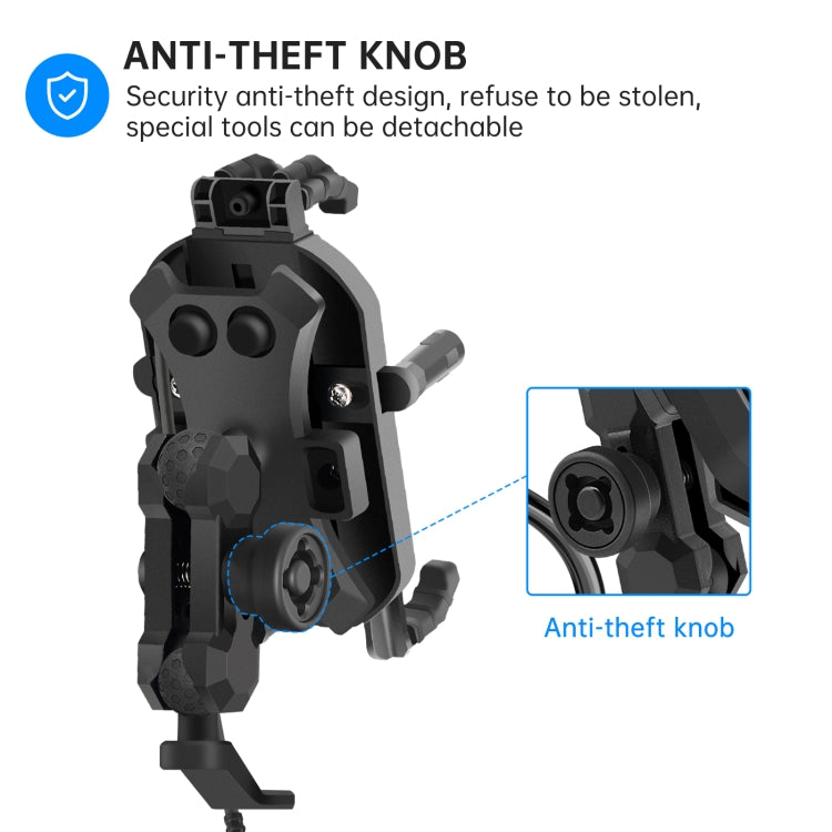 WUPP CS-1848B1 15W Motorcycle Wireless Fast Charging Phone Navigation Holder, Style:Rearview Mirror Type - free shipping - PMC TechLife - Order now!