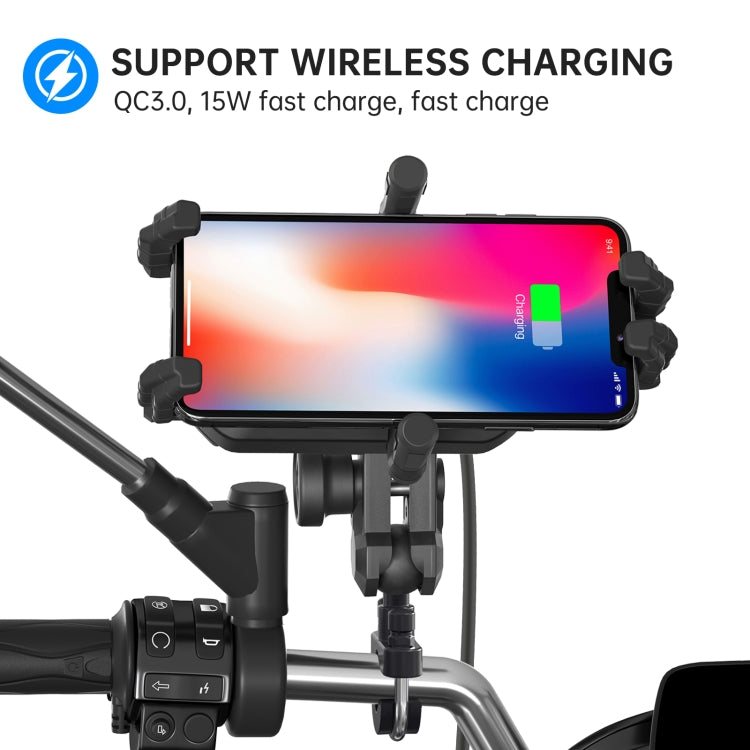 WUPP CS-1848B2 15W Motorcycle Wireless Fast Charging Phone Navigation Holder, Style:Handlebars - free shipping - PMC TechLife - Order now!