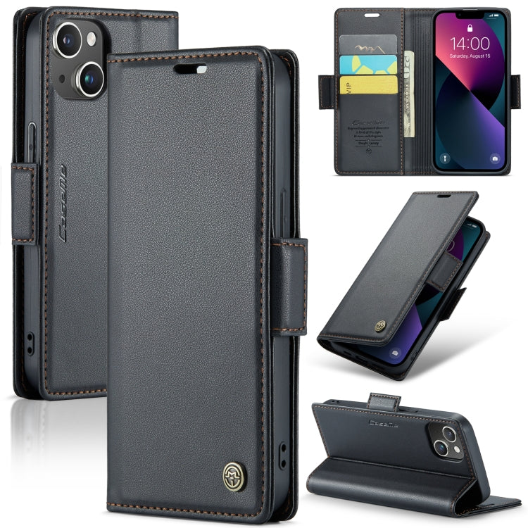 For iPhone 14 Plus CaseMe 023 Butterfly Buckle Litchi Texture RFID Anti-theft Leather Phone Case(Black) - iPhone 14 Plus Cases by CaseMe | Online Shopping South Africa | PMC TechLife | Buy Now Pay Later Mobicred