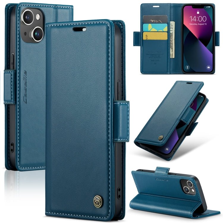 For iPhone 14 Plus CaseMe 023 Butterfly Buckle Litchi Texture RFID Anti-theft Leather Phone Case(Blue) - iPhone 14 Plus Cases by CaseMe | Online Shopping South Africa | PMC TechLife | Buy Now Pay Later Mobicred