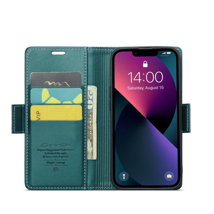 For iPhone 14 Plus CaseMe 023 Butterfly Buckle Litchi Texture RFID Anti-theft Leather Phone Case(Pearly Blue) - iPhone 14 Plus Cases by CaseMe | Online Shopping South Africa | PMC TechLife | Buy Now Pay Later Mobicred