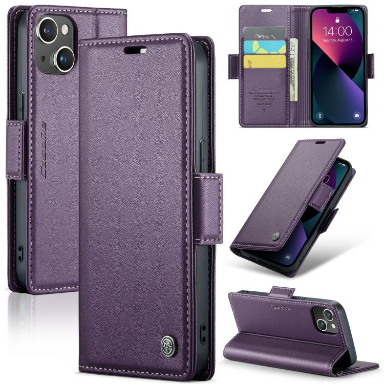 For iPhone 14 Plus CaseMe 023 Butterfly Buckle Litchi Texture RFID Anti-theft Leather Phone Case(Pearly Purple) - iPhone 14 Plus Cases by CaseMe | Online Shopping South Africa | PMC TechLife | Buy Now Pay Later Mobicred