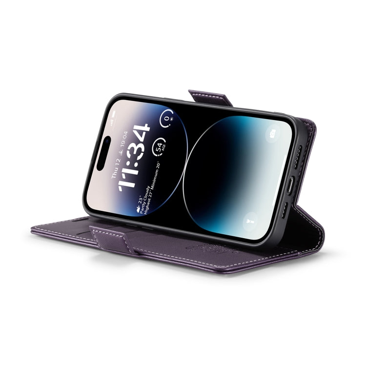 For iPhone 14 Pro CaseMe 023 Butterfly Buckle Litchi Texture RFID Anti-theft Leather Phone Case(Pearly Purple) - iPhone 14 Pro Cases by CaseMe | Online Shopping South Africa | PMC TechLife | Buy Now Pay Later Mobicred