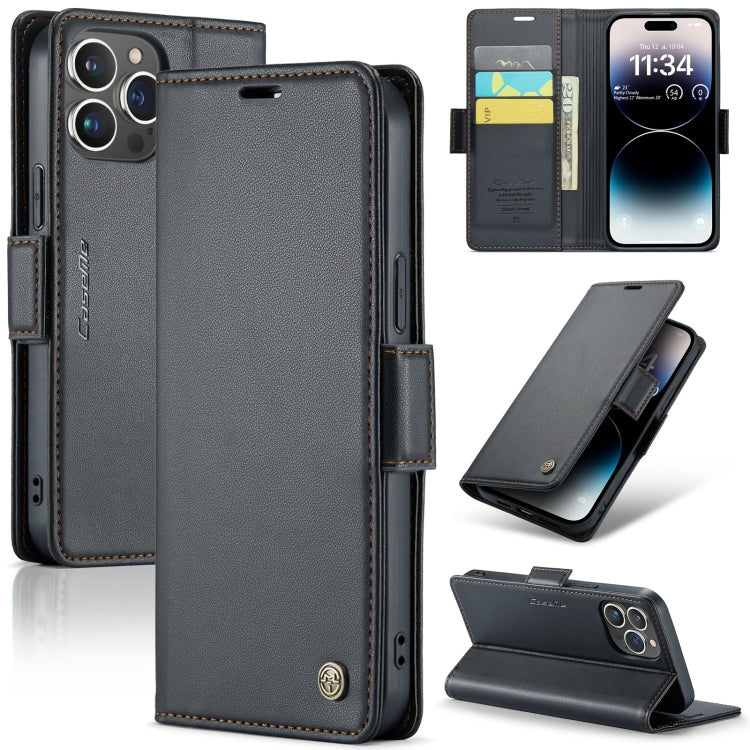 For iPhone 14 Pro Max CaseMe 023 Butterfly Buckle Litchi Texture RFID Anti-theft Leather Phone Case(Black) - iPhone 14 Pro Max Cases by CaseMe | Online Shopping South Africa | PMC TechLife | Buy Now Pay Later Mobicred