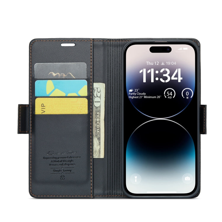 For iPhone 14 Pro Max CaseMe 023 Butterfly Buckle Litchi Texture RFID Anti-theft Leather Phone Case(Black) - iPhone 14 Pro Max Cases by CaseMe | Online Shopping South Africa | PMC TechLife | Buy Now Pay Later Mobicred