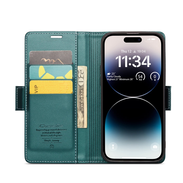 For iPhone 14 Pro Max CaseMe 023 Butterfly Buckle Litchi Texture RFID Anti-theft Leather Phone Case(Pearly Blue) - iPhone 14 Pro Max Cases by CaseMe | Online Shopping South Africa | PMC TechLife