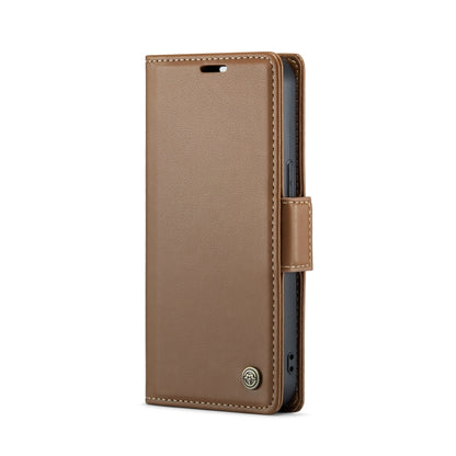 For iPhone 13 CaseMe 023 Butterfly Buckle Litchi Texture RFID Anti-theft Leather Phone Case(Brown) - iPhone 13 Cases by CaseMe | Online Shopping South Africa | PMC Jewellery