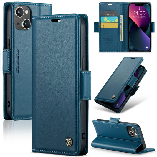 For iPhone 13 CaseMe 023 Butterfly Buckle Litchi Texture RFID Anti-theft Leather Phone Case(Blue) - iPhone 13 Cases by CaseMe | Online Shopping South Africa | PMC Jewellery