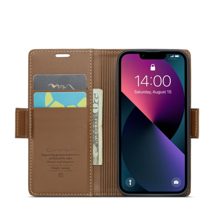 For iPhone 13 mini CaseMe 023 Butterfly Buckle Litchi Texture RFID Anti-theft Leather Phone Case(Brown) - iPhone 13 mini Cases by CaseMe | Online Shopping South Africa | PMC TechLife | Buy Now Pay Later Mobicred