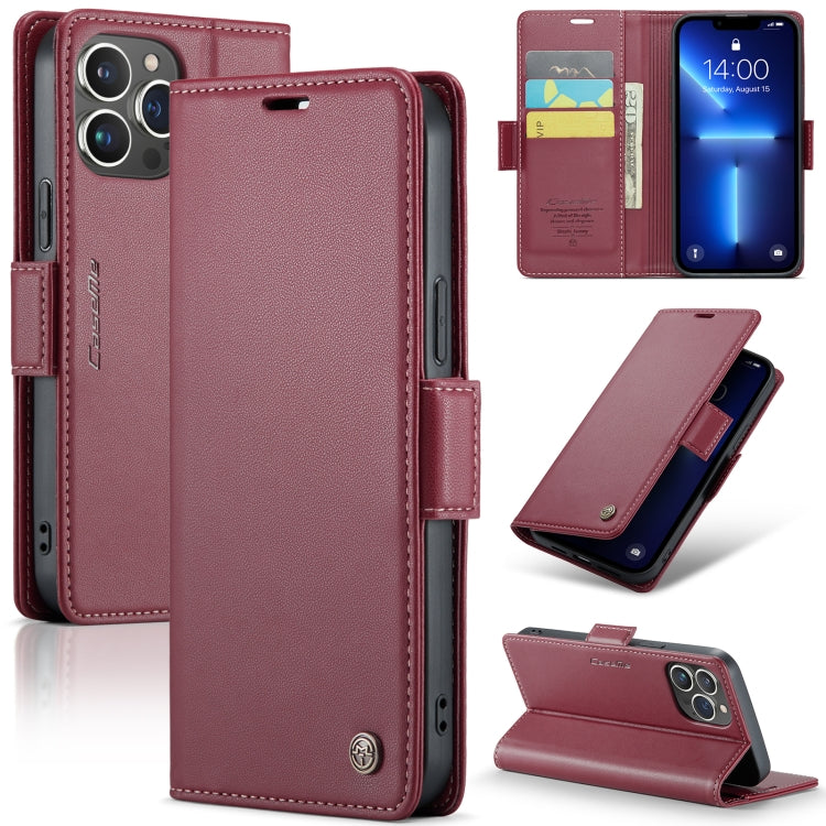 For iPhone 13 Pro CaseMe 023 Butterfly Buckle Litchi Texture RFID Anti-theft Leather Phone Case(Wine Red) - iPhone 13 Pro Cases by CaseMe | Online Shopping South Africa | PMC TechLife