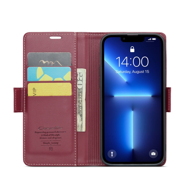 For iPhone 13 Pro CaseMe 023 Butterfly Buckle Litchi Texture RFID Anti-theft Leather Phone Case(Wine Red) - iPhone 13 Pro Cases by CaseMe | Online Shopping South Africa | PMC TechLife