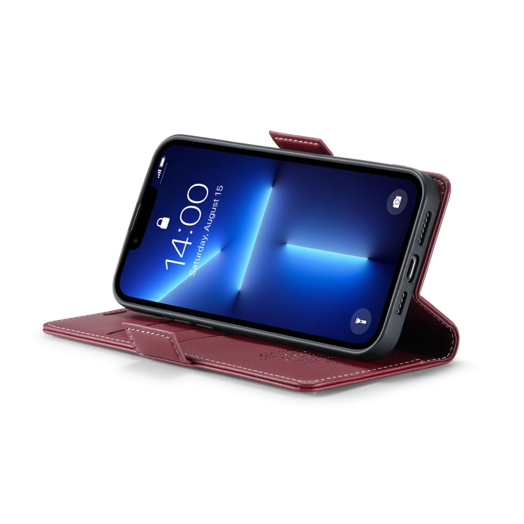 For iPhone 13 Pro CaseMe 023 Butterfly Buckle Litchi Texture RFID Anti-theft Leather Phone Case(Wine Red) - iPhone 13 Pro Cases by CaseMe | Online Shopping South Africa | PMC TechLife