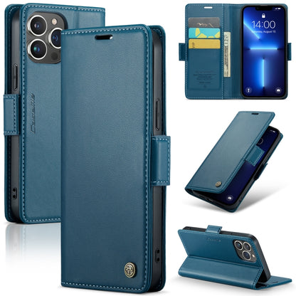 For iPhone 13 Pro CaseMe 023 Butterfly Buckle Litchi Texture RFID Anti-theft Leather Phone Case(Blue) - iPhone 13 Pro Cases by CaseMe | Online Shopping South Africa | PMC Jewellery