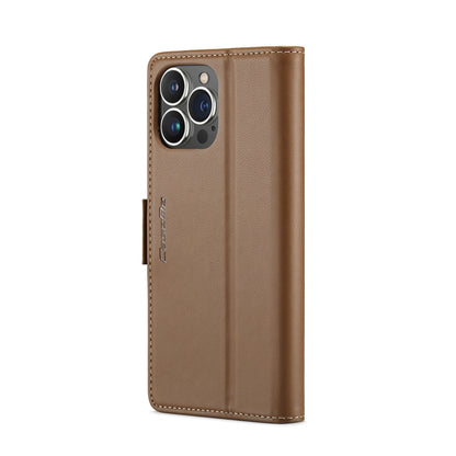 For iPhone 13 Pro Max CaseMe 023 Butterfly Buckle Litchi Texture RFID Anti-theft Leather Phone Case(Brown) - iPhone 13 Pro Max Cases by CaseMe | Online Shopping South Africa | PMC Jewellery