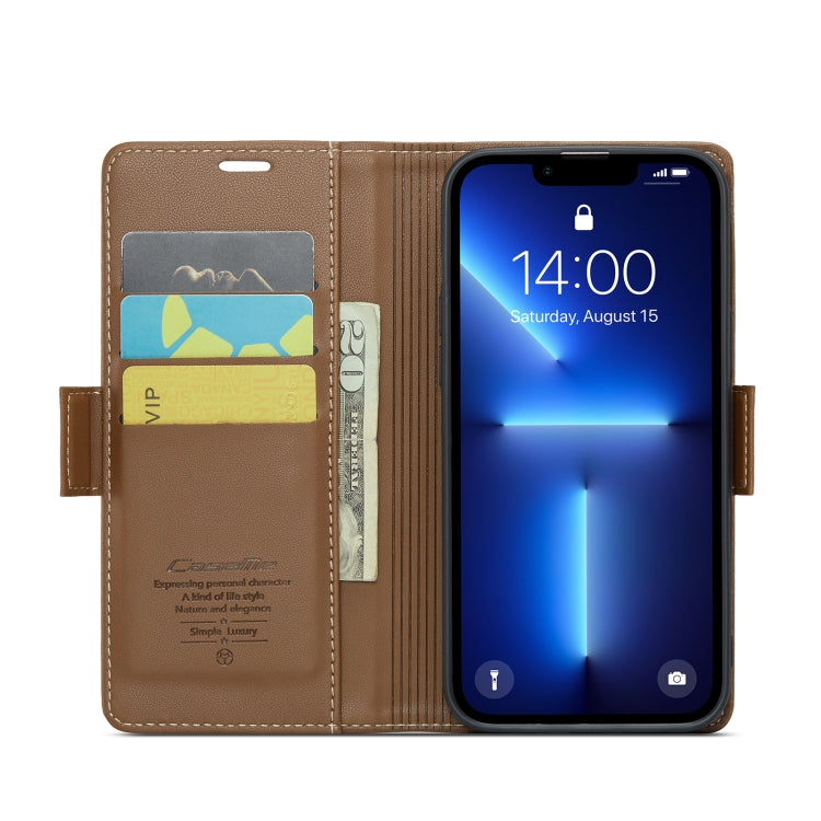 For iPhone 13 Pro Max CaseMe 023 Butterfly Buckle Litchi Texture RFID Anti-theft Leather Phone Case(Brown) - iPhone 13 Pro Max Cases by CaseMe | Online Shopping South Africa | PMC TechLife | Buy Now Pay Later Mobicred