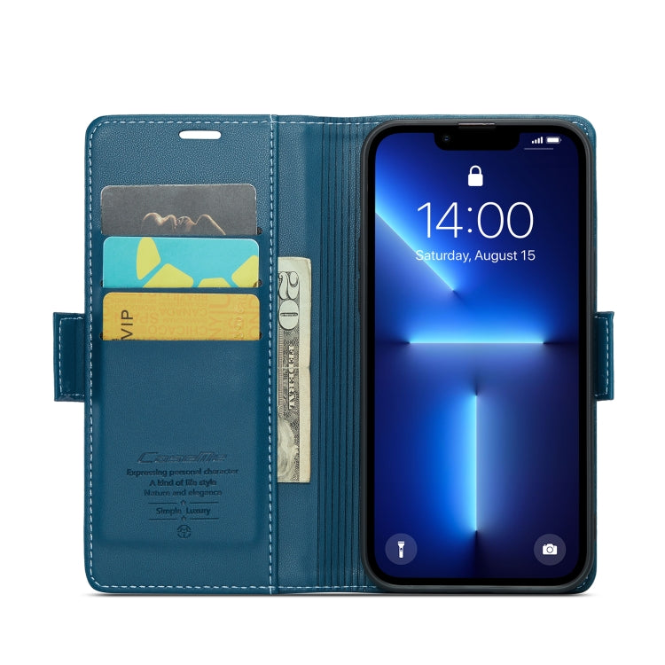 For iPhone 13 Pro Max CaseMe 023 Butterfly Buckle Litchi Texture RFID Anti-theft Leather Phone Case(Blue) - iPhone 13 Pro Max Cases by CaseMe | Online Shopping South Africa | PMC TechLife | Buy Now Pay Later Mobicred
