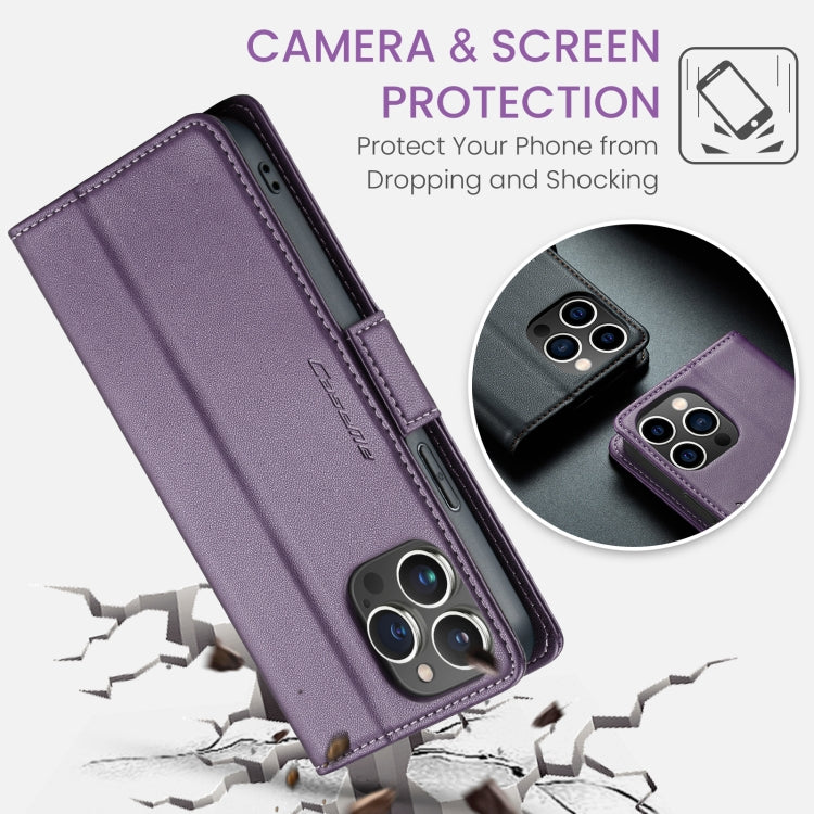 For iPhone 13 Pro Max CaseMe 023 Butterfly Buckle Litchi Texture RFID Anti-theft Leather Phone Case(Pearly Purple) - iPhone 13 Pro Max Cases by CaseMe | Online Shopping South Africa | PMC TechLife | Buy Now Pay Later Mobicred