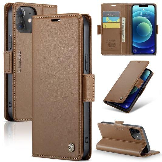 For iPhone 12 / 12 Pro CaseMe 023 Butterfly Buckle Litchi Texture RFID Anti-theft Leather Phone Case(Brown) - iPhone 12 / 12 Pro Cases by CaseMe | Online Shopping South Africa | PMC Jewellery