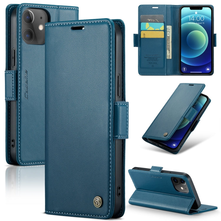 For iPhone 12 / 12 Pro CaseMe 023 Butterfly Buckle Litchi Texture RFID Anti-theft Leather Phone Case(Blue) - iPhone 12 / 12 Pro Cases by CaseMe | Online Shopping South Africa | PMC Jewellery