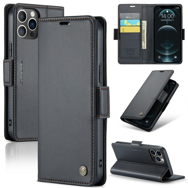 For iPhone 12 Pro Max CaseMe 023 Butterfly Buckle Litchi Texture RFID Anti-theft Leather Phone Case(Black) - iPhone 12 Pro Max Cases by CaseMe | Online Shopping South Africa | PMC TechLife | Buy Now Pay Later Mobicred