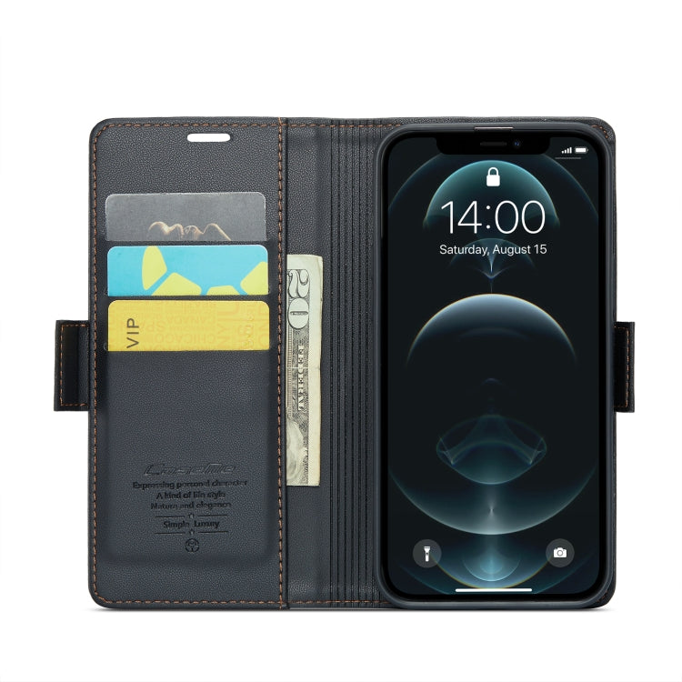 For iPhone 12 Pro Max CaseMe 023 Butterfly Buckle Litchi Texture RFID Anti-theft Leather Phone Case(Black) - iPhone 12 Pro Max Cases by CaseMe | Online Shopping South Africa | PMC TechLife | Buy Now Pay Later Mobicred