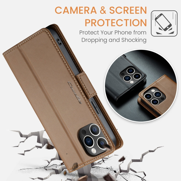 For iPhone 12 Pro Max CaseMe 023 Butterfly Buckle Litchi Texture RFID Anti-theft Leather Phone Case(Brown) - iPhone 12 Pro Max Cases by CaseMe | Online Shopping South Africa | PMC TechLife | Buy Now Pay Later Mobicred