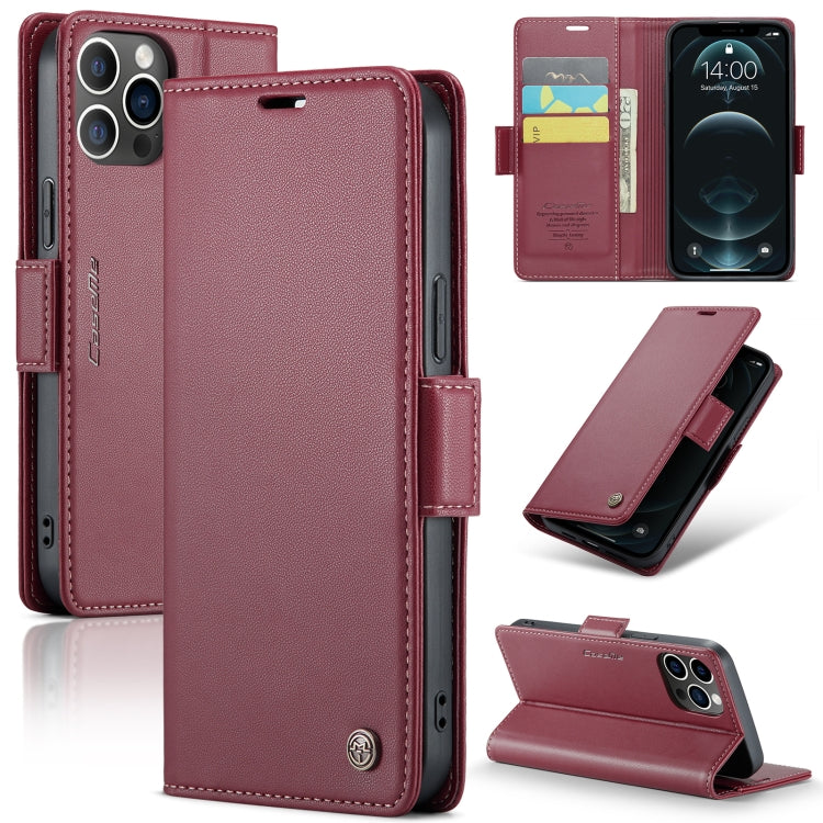 For iPhone 12 Pro Max CaseMe 023 Butterfly Buckle Litchi Texture RFID Anti-theft Leather Phone Case(Wine Red) - iPhone 12 Pro Max Cases by CaseMe | Online Shopping South Africa | PMC TechLife | Buy Now Pay Later Mobicred