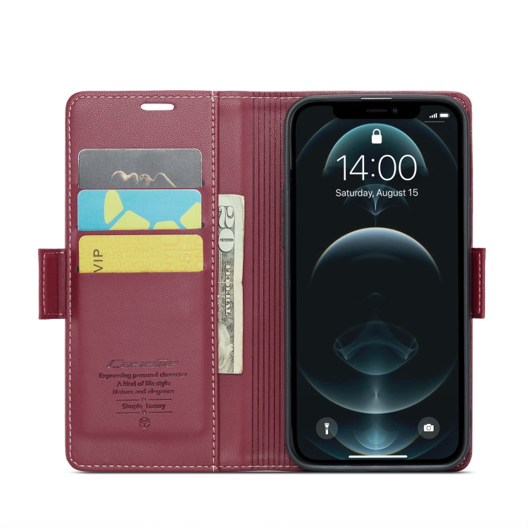 For iPhone 12 Pro Max CaseMe 023 Butterfly Buckle Litchi Texture RFID Anti-theft Leather Phone Case(Wine Red) - iPhone 12 Pro Max Cases by CaseMe | Online Shopping South Africa | PMC TechLife | Buy Now Pay Later Mobicred