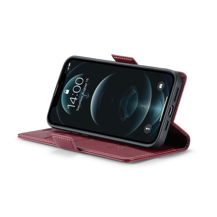 For iPhone 12 Pro Max CaseMe 023 Butterfly Buckle Litchi Texture RFID Anti-theft Leather Phone Case(Wine Red) - iPhone 12 Pro Max Cases by CaseMe | Online Shopping South Africa | PMC TechLife | Buy Now Pay Later Mobicred
