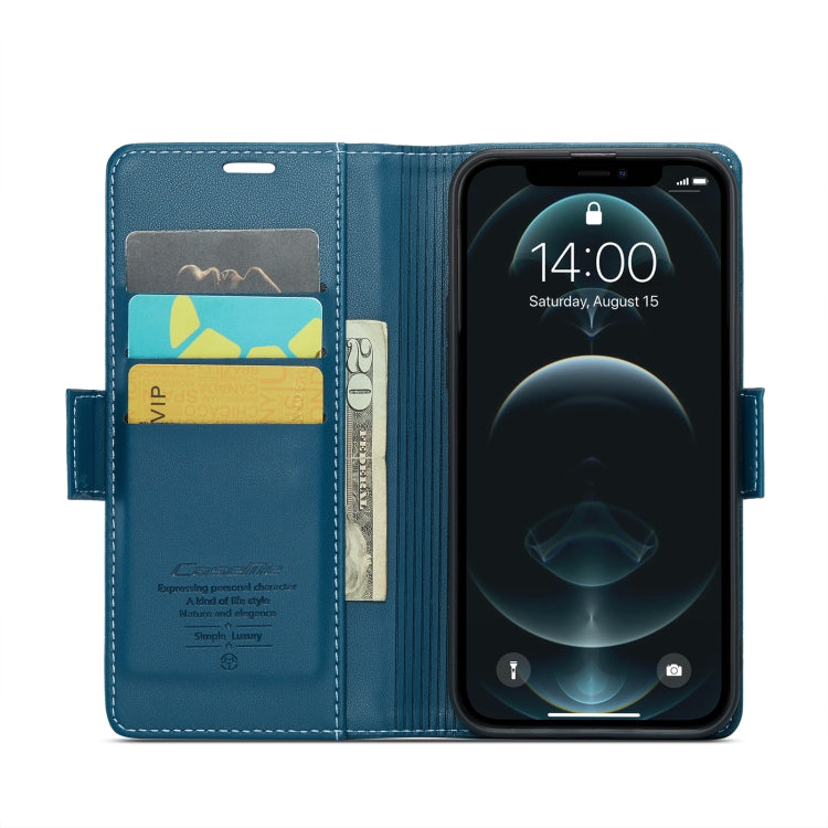 For iPhone 12 Pro Max CaseMe 023 Butterfly Buckle Litchi Texture RFID Anti-theft Leather Phone Case(Blue) - iPhone 12 Pro Max Cases by CaseMe | Online Shopping South Africa | PMC Jewellery