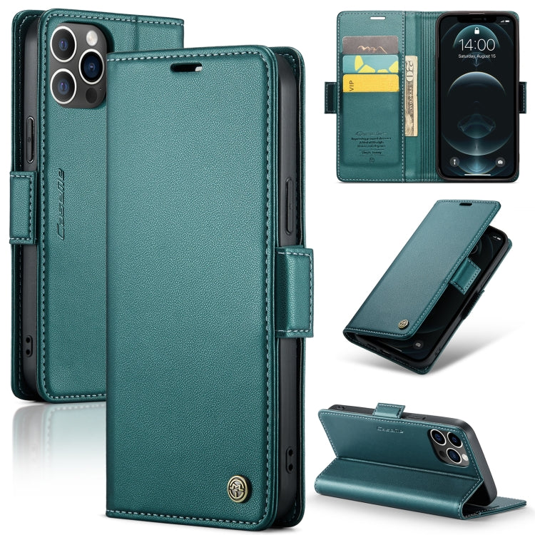 For iPhone 12 Pro Max CaseMe 023 Butterfly Buckle Litchi Texture RFID Anti-theft Leather Phone Case(Pearly Blue) - iPhone 12 Pro Max Cases by CaseMe | Online Shopping South Africa | PMC TechLife | Buy Now Pay Later Mobicred