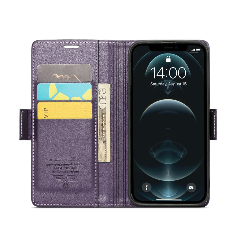 For iPhone 12 Pro Max CaseMe 023 Butterfly Buckle Litchi Texture RFID Anti-theft Leather Phone Case(Pearly Purple) - iPhone 12 Pro Max Cases by CaseMe | Online Shopping South Africa | PMC Jewellery