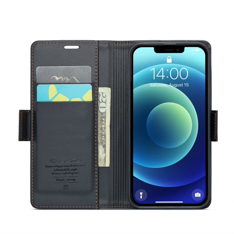 For iPhone 12 mini CaseMe 023 Butterfly Buckle Litchi Texture RFID Anti-theft Leather Phone Case(Black) - iPhone 12 mini Cases by CaseMe | Online Shopping South Africa | PMC TechLife | Buy Now Pay Later Mobicred