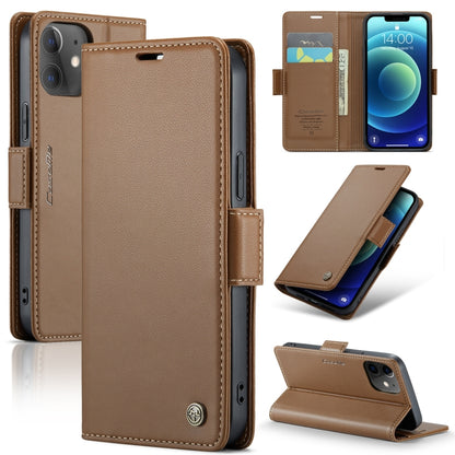 For iPhone 12 mini CaseMe 023 Butterfly Buckle Litchi Texture RFID Anti-theft Leather Phone Case(Brown) - iPhone 12 mini Cases by CaseMe | Online Shopping South Africa | PMC Jewellery