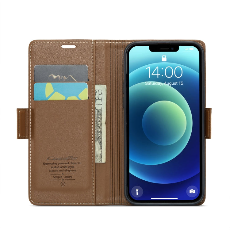 For iPhone 12 mini CaseMe 023 Butterfly Buckle Litchi Texture RFID Anti-theft Leather Phone Case(Brown) - iPhone 12 mini Cases by CaseMe | Online Shopping South Africa | PMC TechLife | Buy Now Pay Later Mobicred