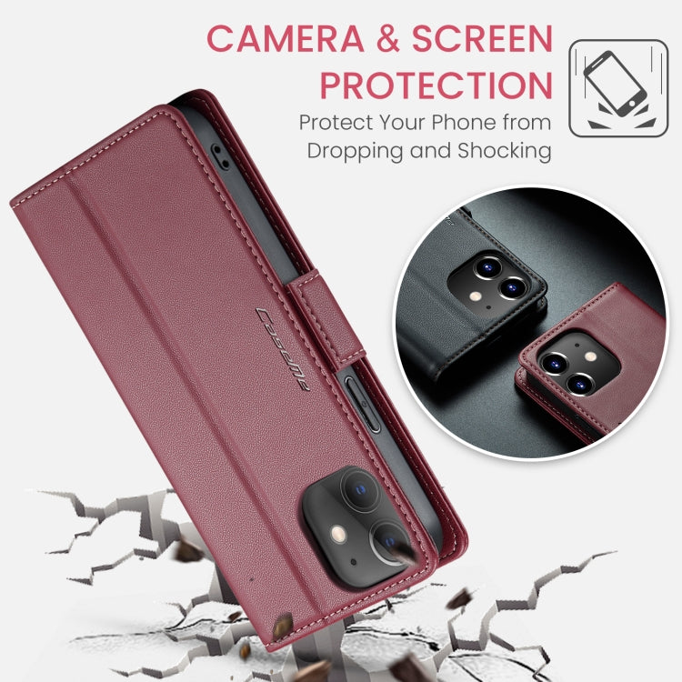 For iPhone 12 mini CaseMe 023 Butterfly Buckle Litchi Texture RFID Anti-theft Leather Phone Case(Wine Red) - iPhone 12 mini Cases by CaseMe | Online Shopping South Africa | PMC Jewellery