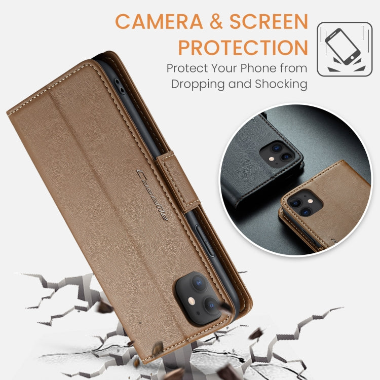 For iPhone 11 CaseMe 023 Butterfly Buckle Litchi Texture RFID Anti-theft Leather Phone Case(Brown) - iPhone 11 Cases by CaseMe | Online Shopping South Africa | PMC Jewellery