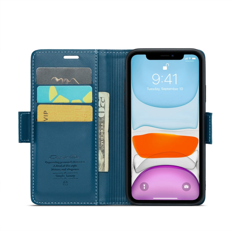 For iPhone 11 CaseMe 023 Butterfly Buckle Litchi Texture RFID Anti-theft Leather Phone Case(Blue) - iPhone 11 Cases by CaseMe | Online Shopping South Africa | PMC Jewellery