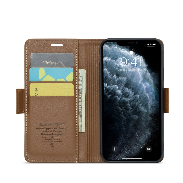 For iPhone 11 Pro CaseMe 023 Butterfly Buckle Litchi Texture RFID Anti-theft Leather Phone Case(Brown) - iPhone 11 Pro Cases by CaseMe | Online Shopping South Africa | PMC Jewellery