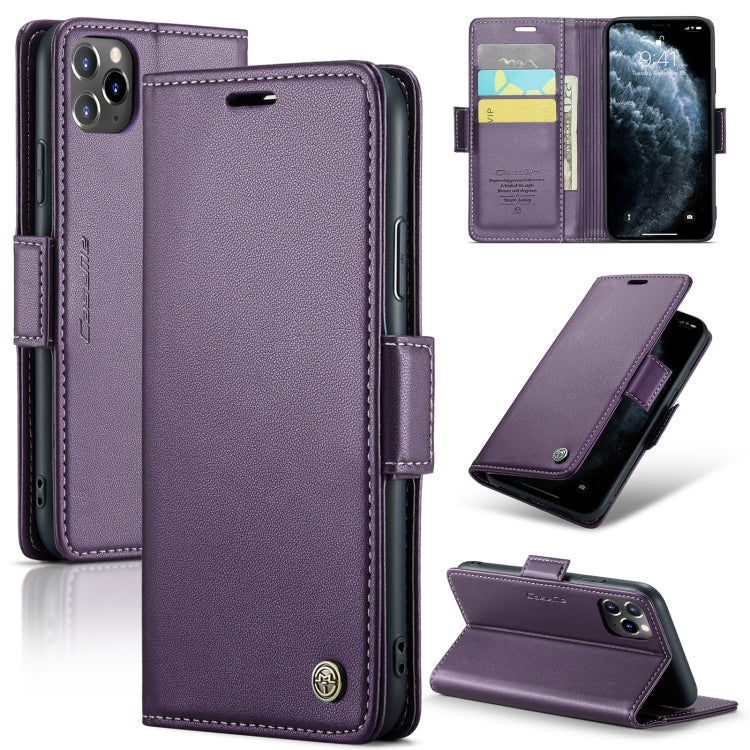 For iPhone 11 Pro CaseMe 023 Butterfly Buckle Litchi Texture RFID Anti-theft Leather Phone Case(Pearly Purple) - iPhone 11 Pro Cases by CaseMe | Online Shopping South Africa | PMC TechLife | Buy Now Pay Later Mobicred