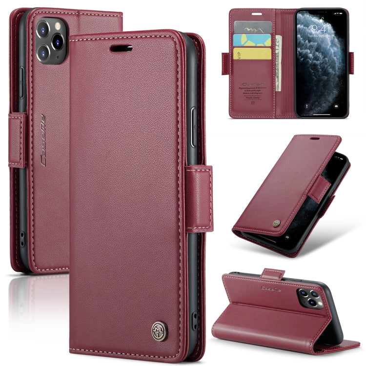 For iPhone 11 Pro Max CaseMe 023 Butterfly Buckle Litchi Texture RFID Anti-theft Leather Phone Case(Wine Red) - iPhone 11 Pro Max Cases by CaseMe | Online Shopping South Africa | PMC TechLife | Buy Now Pay Later Mobicred