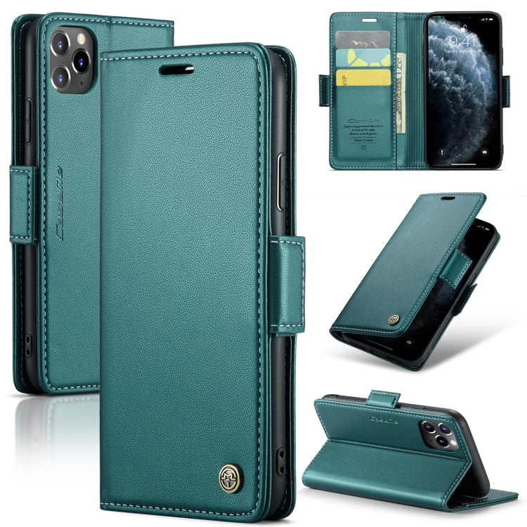 For iPhone 11 Pro Max CaseMe 023 Butterfly Buckle Litchi Texture RFID Anti-theft Leather Phone Case(Pearly Blue) - iPhone 11 Pro Max Cases by CaseMe | Online Shopping South Africa | PMC TechLife | Buy Now Pay Later Mobicred