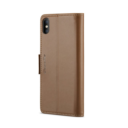 For iPhone XS Max CaseMe 023 Butterfly Buckle Litchi Texture RFID Anti-theft Leather Phone Case(Brown) - More iPhone Cases by CaseMe | Online Shopping South Africa | PMC Jewellery