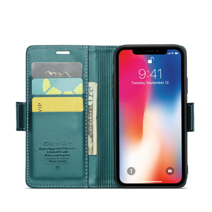 For iPhone XS CaseMe 023 Butterfly Buckle Litchi Texture RFID Anti-theft Leather Phone Case(Pearly Blue) - More iPhone Cases by CaseMe | Online Shopping South Africa | PMC Jewellery