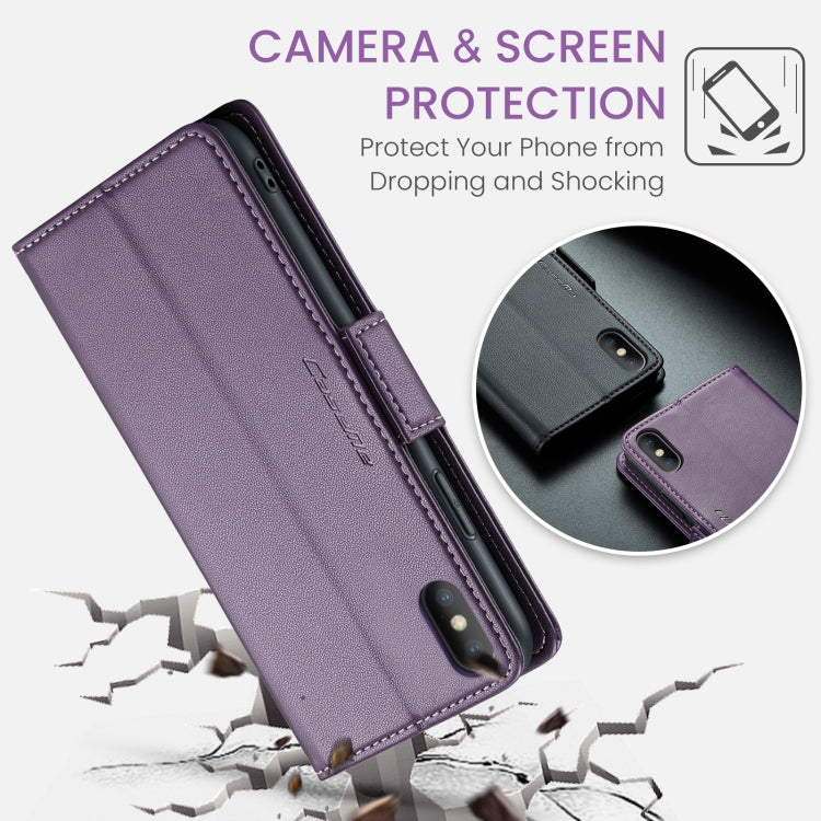 For iPhone XS CaseMe 023 Butterfly Buckle Litchi Texture RFID Anti-theft Leather Phone Case(Pearly Purple) - More iPhone Cases by CaseMe | Online Shopping South Africa | PMC Jewellery