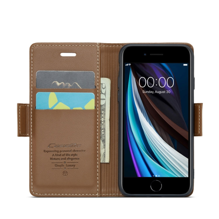 For iPhone SE 2022/SE 2020/6/7/8 CaseMe 023 Butterfly Buckle Litchi Texture RFID Anti-theft Leather Phone Case(Brown) - More iPhone Cases by CaseMe | Online Shopping South Africa | PMC Jewellery